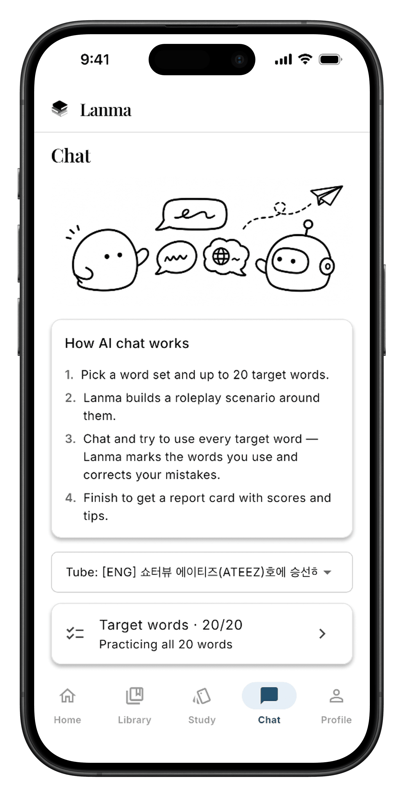 AI chat practice with grammar corrections